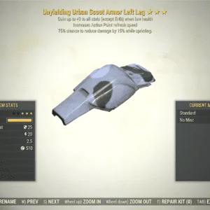 Screenshot of a Fallout 76 item for PC & Steam players, showing the stats.