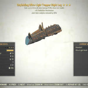Screenshot of a Fallout 76 item for PC & Steam players, showing the stats.