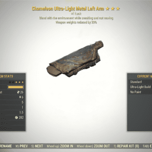 Screenshot of a Fallout 76 item for PC & Steam players, showing the stats.