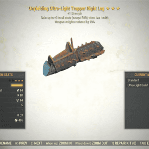 Screenshot of a Fallout 76 item for PC & Steam players, showing the stats.