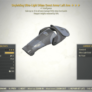 Screenshot of a Fallout 76 item for PC & Steam players, showing the stats.