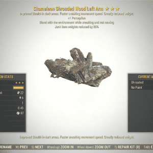 Screenshot of a Fallout 76 item for PC & Steam players, showing the stats.