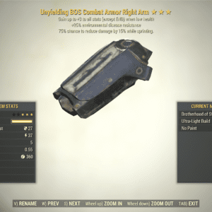 Screenshot of a Fallout 76 item for PC & Steam players, showing the stats.