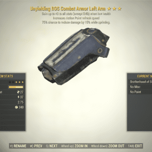 Screenshot of a Fallout 76 item for PC & Steam players, showing the stats.