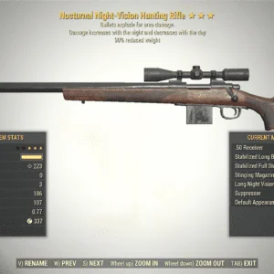 Screenshot of a Fallout 76 item for PC & Steam players, showing the stats.