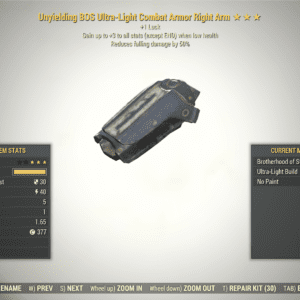 Screenshot of a Fallout 76 item for PC & Steam players, showing the stats.