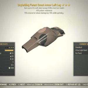 Screenshot of a Fallout 76 item for PC & Steam players, showing the stats.