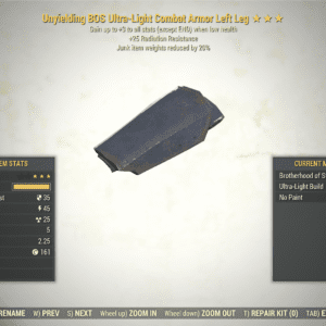 Screenshot of a Fallout 76 item for PC & Steam players, showing the stats.