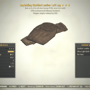 Screenshot of a Fallout 76 item for PC & Steam players, showing the stats.
