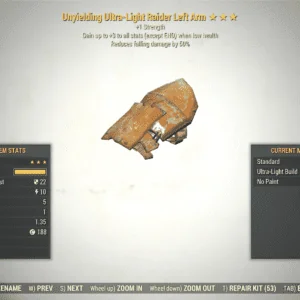 Screenshot of a Fallout 76 item for PC & Steam players, showing the stats.