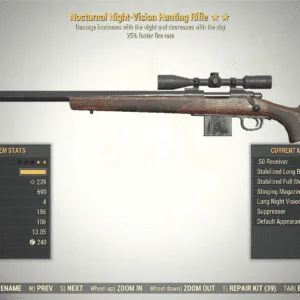 Screenshot of a Fallout 76 item for PC & Steam players, showing the stats.