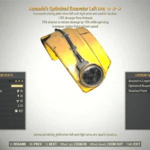 Screenshot of a Fallout 76 item for PC & Steam players, showing the stats.