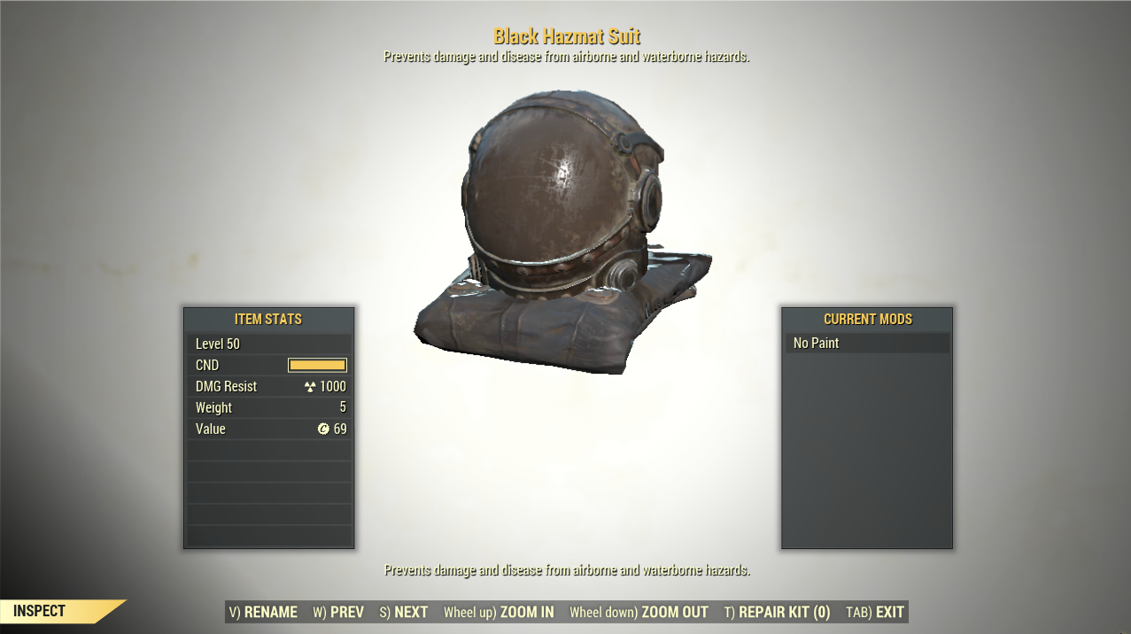 Screenshot of a Fallout 76 item for PC & Steam players, showing the stats.