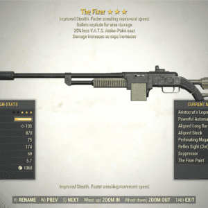 Screenshot of a Fallout 76 item for PC & Steam players, showing the stats.