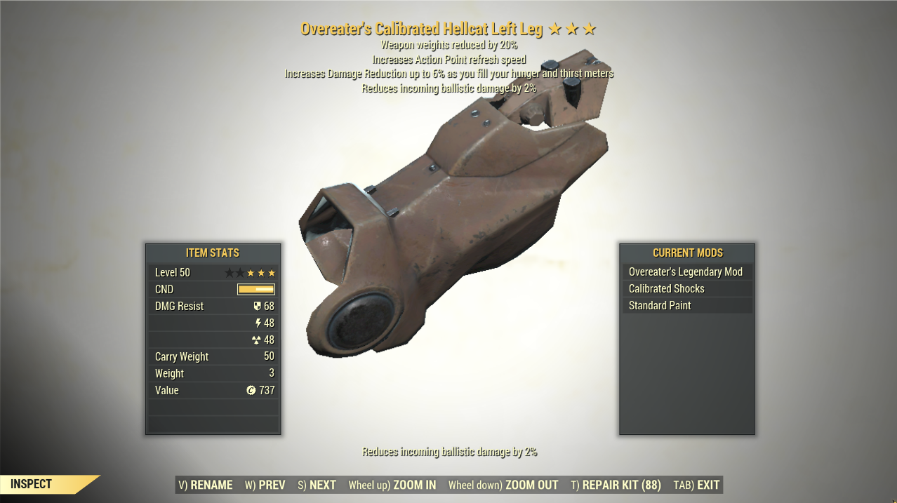 Screenshot of a Fallout 76 item for PC & Steam players, showing the stats.