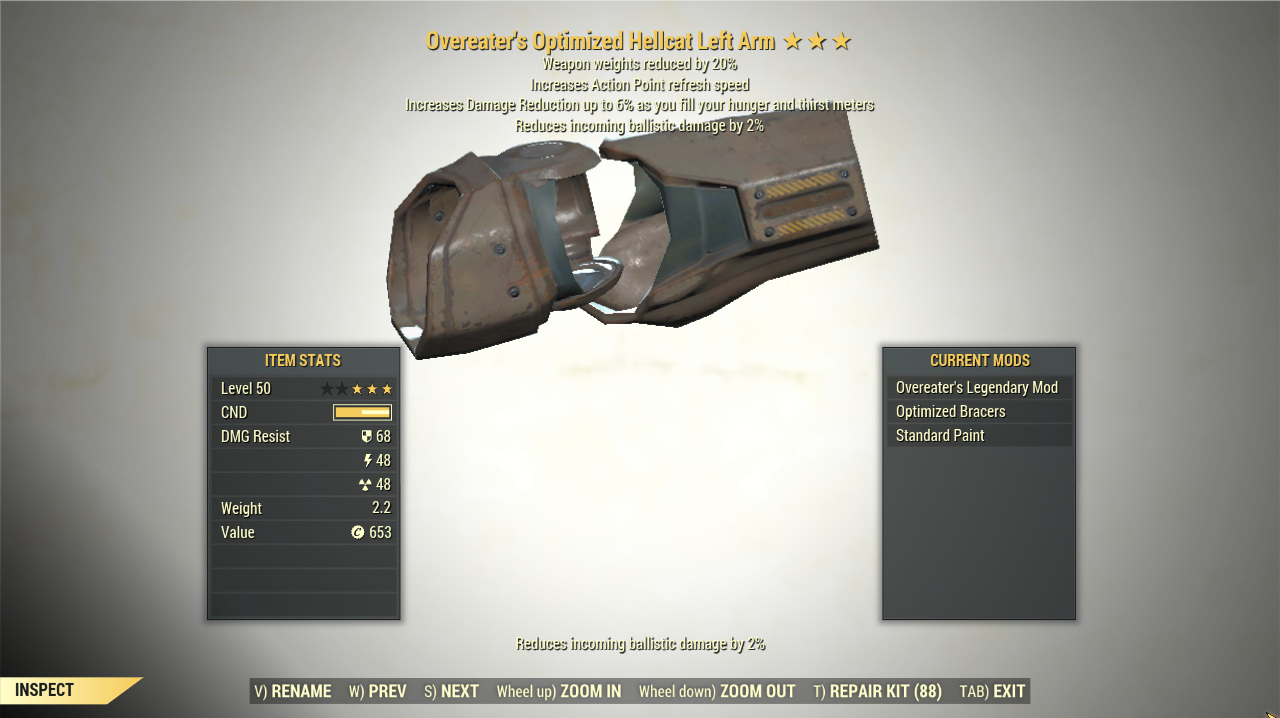 Screenshot of a Fallout 76 item for PC & Steam players, showing the stats.