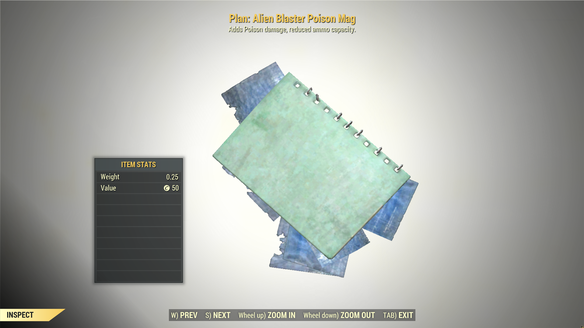 Screenshot of a Fallout 76 item for PC & Steam players, showing the stats.