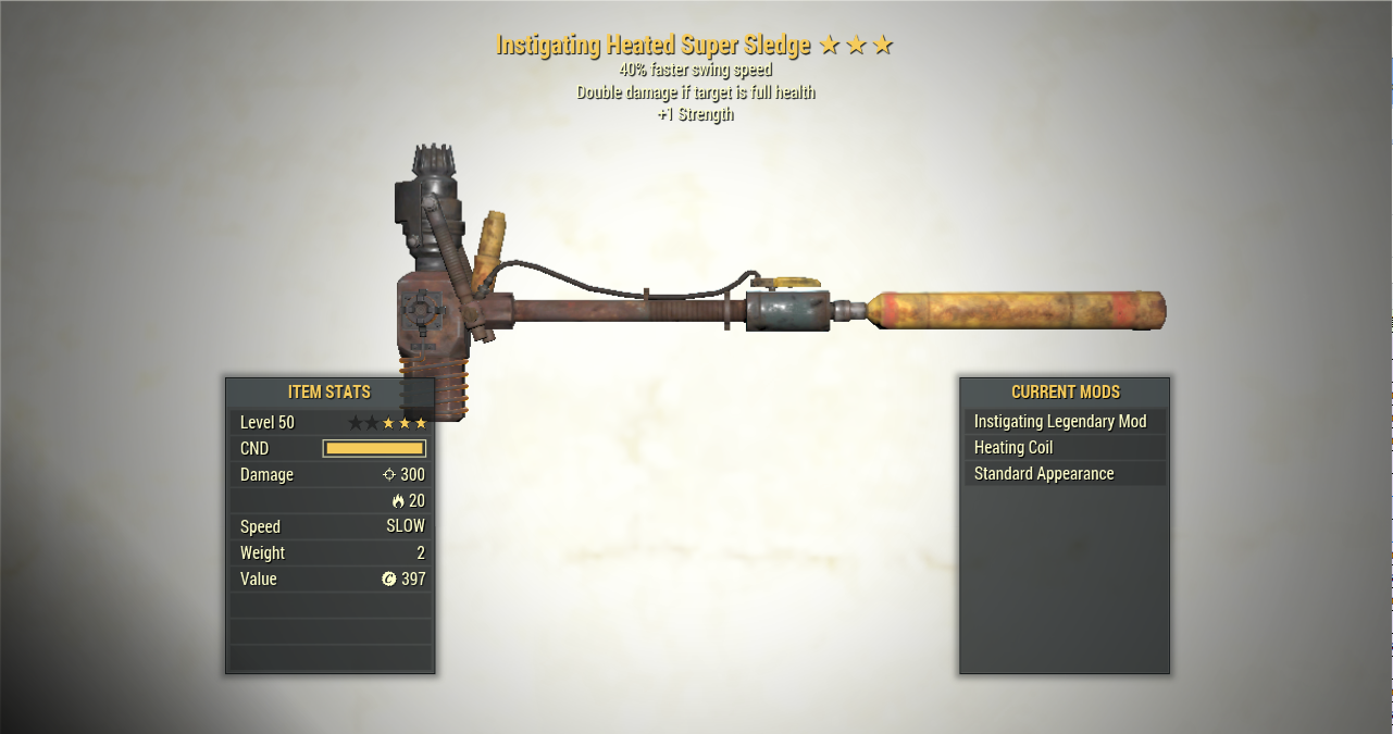 Screenshot of a Fallout 76 item for PC & Steam players, showing the stats.