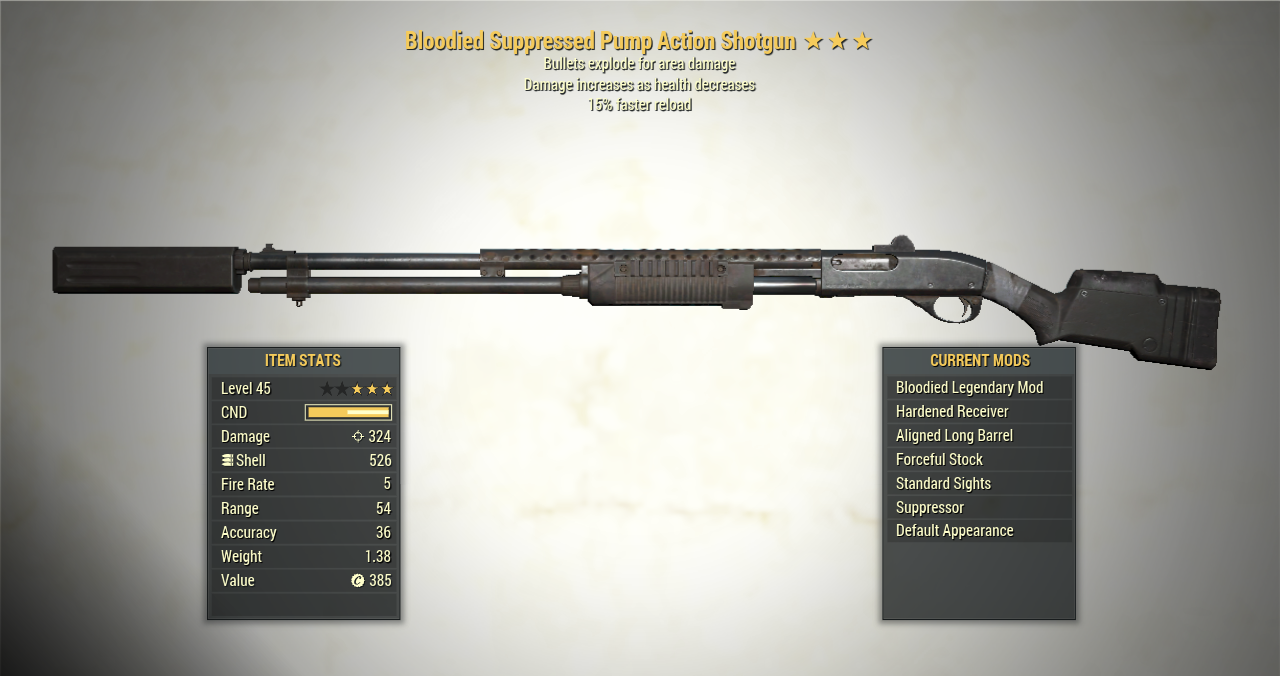 Screenshot of a Fallout 76 item for PC & Steam players, showing the stats.