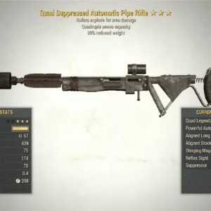 Screenshot of a Fallout 76 item for PC & Steam players, showing the stats.