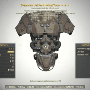 Screenshot of Overeater's Sentinel Hellcat + AP Refresh, showing the stats.