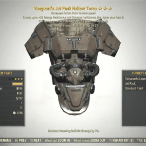 Screenshot of Vanguard Sentinel Hellcat + AP Refresh, showing the stats.