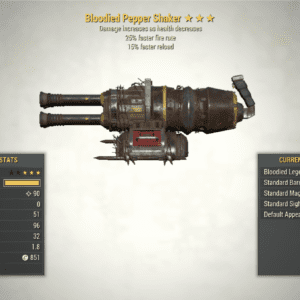 Screenshot of a Bloodied Pepper Shaker FFR + Reload, showing the stats.