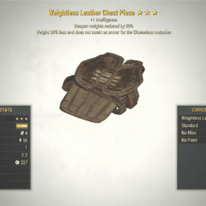 Screenshot of the chest piece of the Armor set for weapon weight reduction for the game Fallout 76 (PC Only)