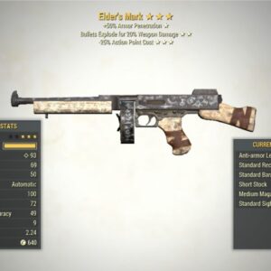Screenshot of a Anti-Armor Explosive ELDER'S MARK + 25V, showing the stats.