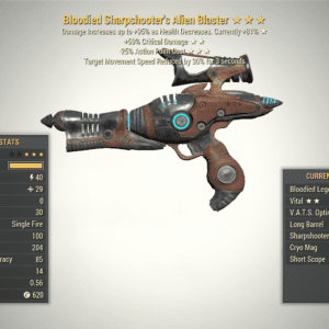 Bloodied ALIEN BLASTER 50% VATS Crit [25% Less VATS AP Cost] Fallout 76 PC Only
