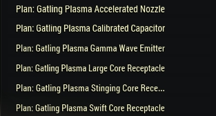 Gatling Plasma mod plan set 6 pieces Fallout 76 PC